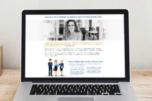laptop showing administrative professionals day article